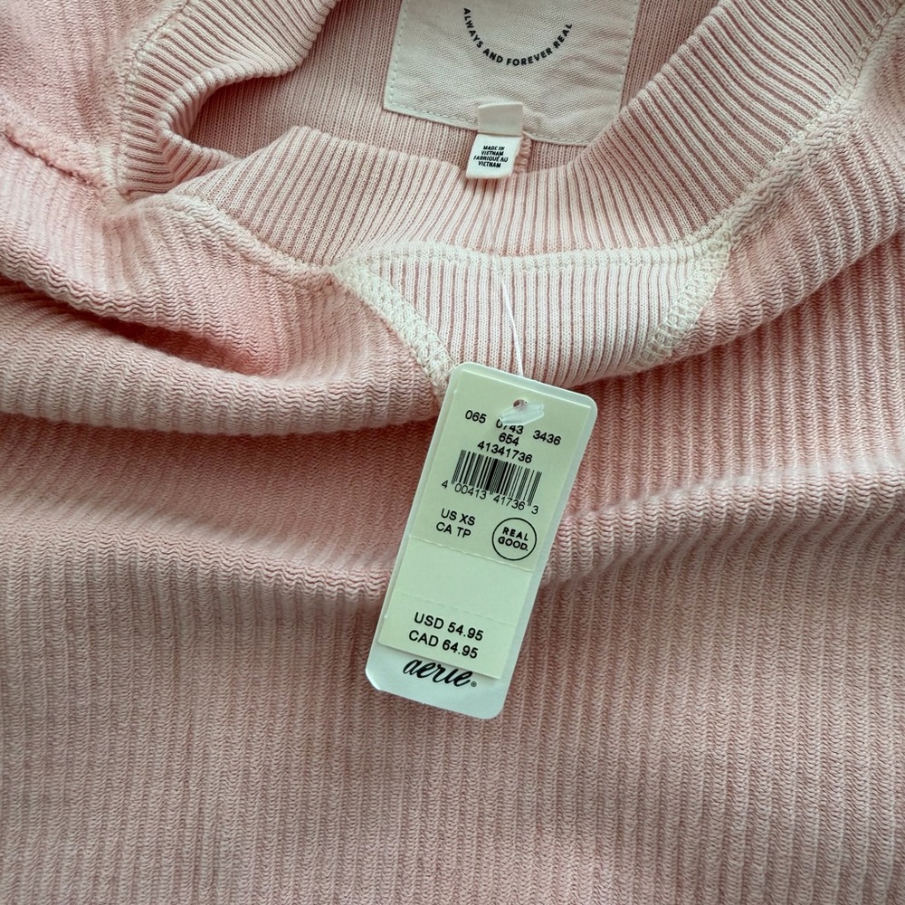 Aerie Light Pink Ribbed Knit Top - Picture 3 of 3